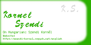 kornel szendi business card